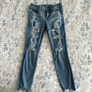 American Eagle Outfitters Ripped Blue Skinny Jeans